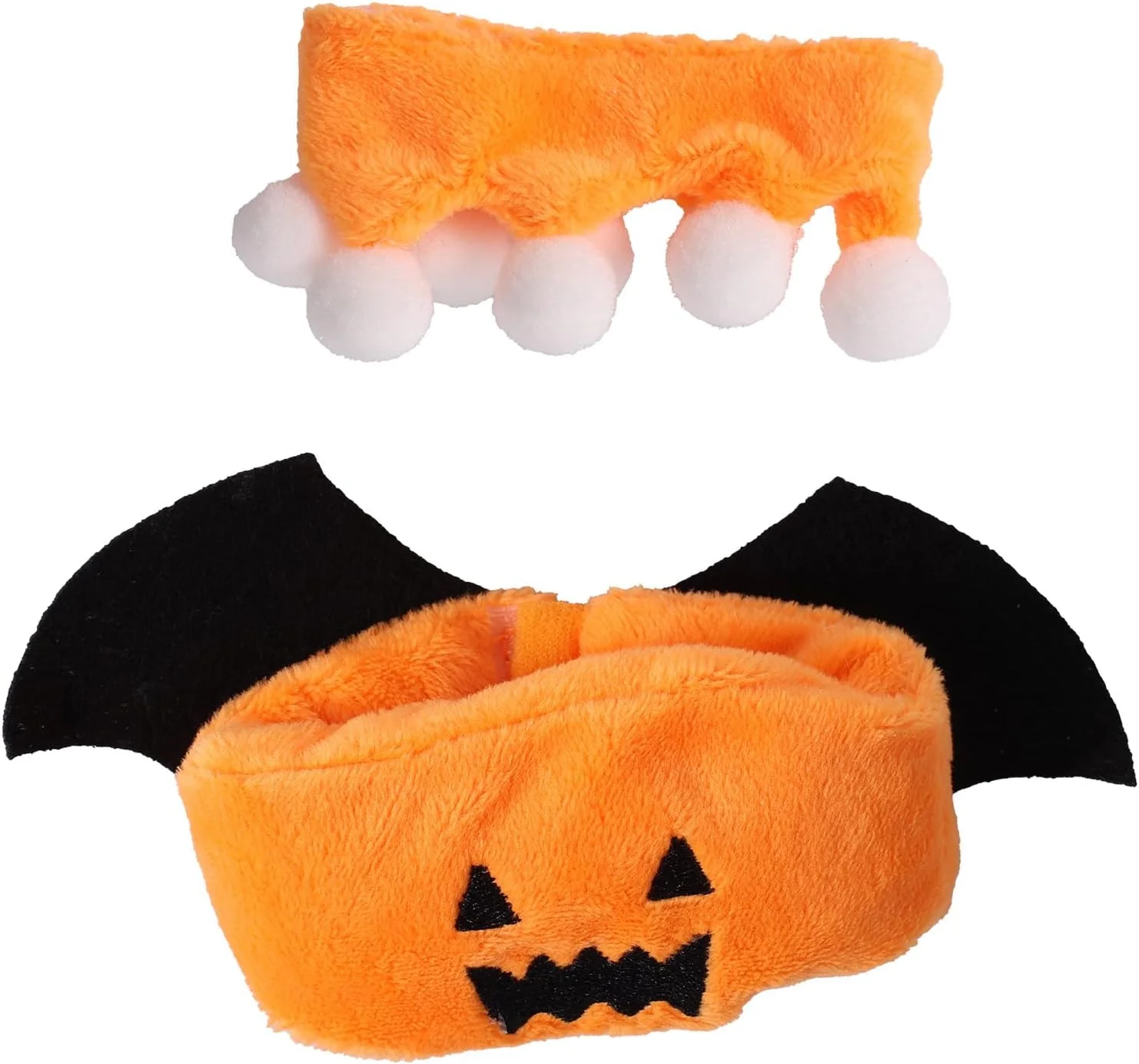 ست لباس عروسک 17 سانتی متری، لباس خفاش و کدو تنبل با تم هالووین نارنجی و شال گردن، لوازم جانبی شیک و زیبا برای کلکسیونرها، تزئین و نمایش