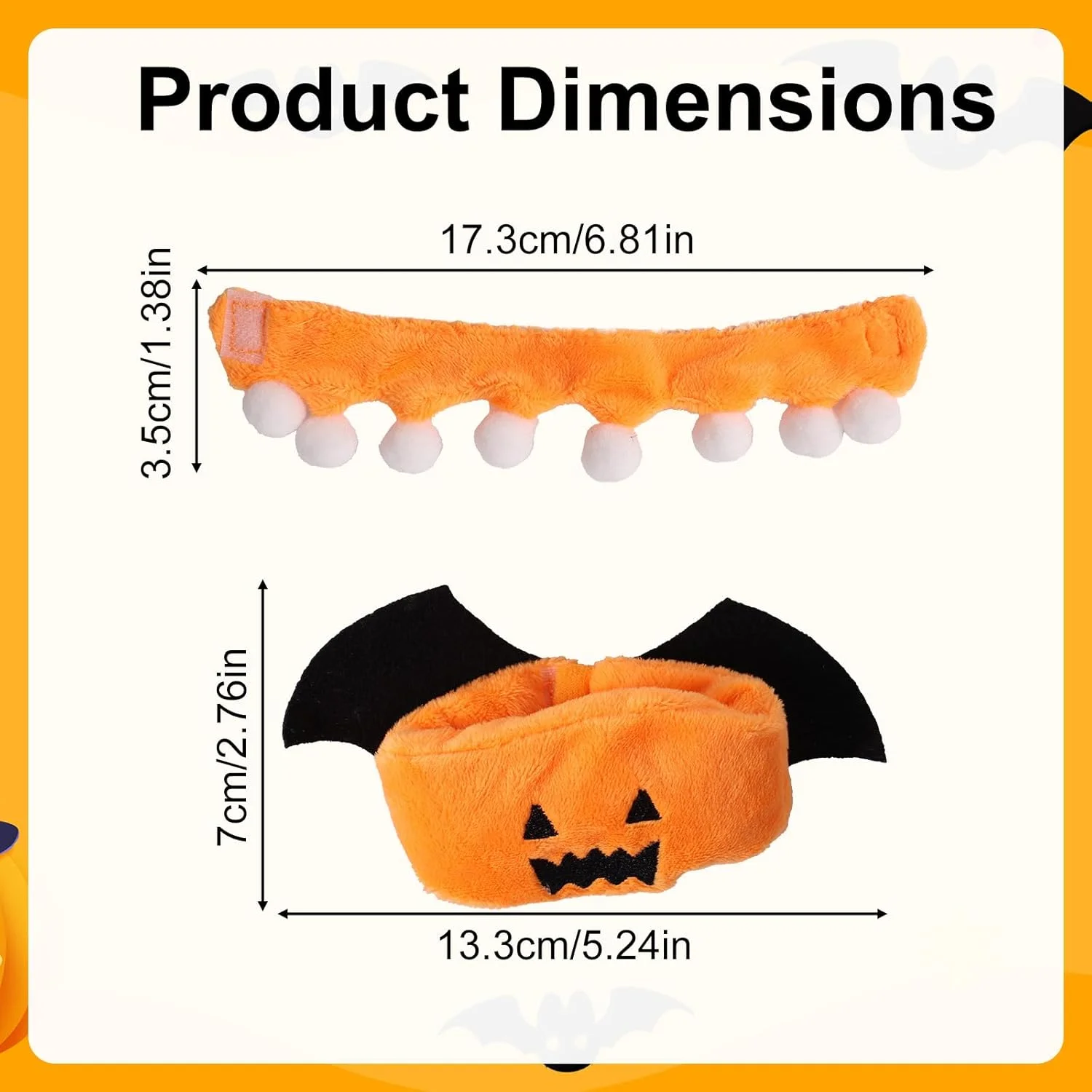 ست لباس عروسک 17 سانتی متری، لباس خفاش و کدو تنبل با تم هالووین نارنجی و شال گردن، لوازم جانبی شیک و زیبا برای کلکسیونرها، تزئین و نمایش ست لباس عروسک 17 سانتی متری، لباس خفاش و کدو تنبل با تم هالووین نارنجی و شال گردن، لوازم جانبی شیک و زیبا برای کلکسیونرها، تزئین و نمایش