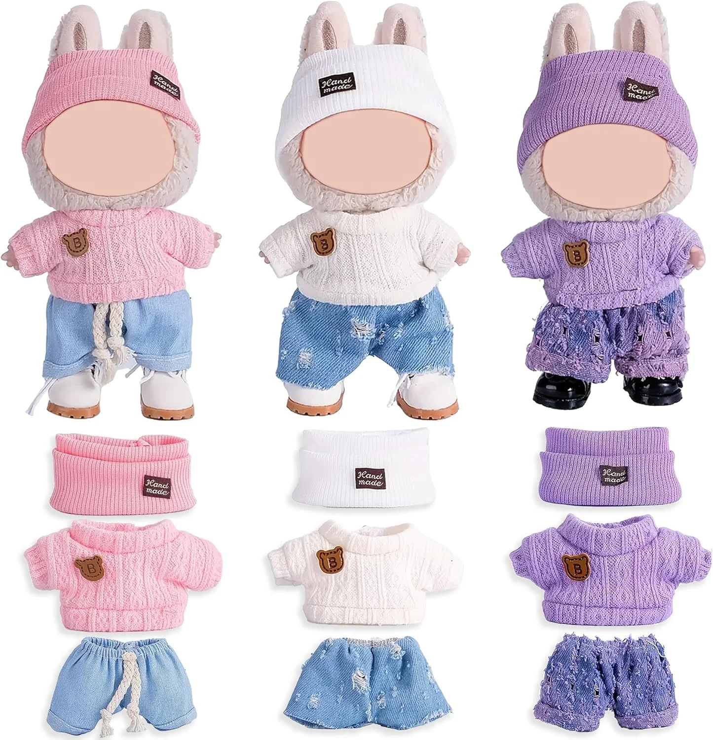 مجموعه 3 عددی لباس و لوازم جانبی عروسک 17 سانتی متری شامل لباس ها و استایل های مختلف (عروسک شامل نمی شود)