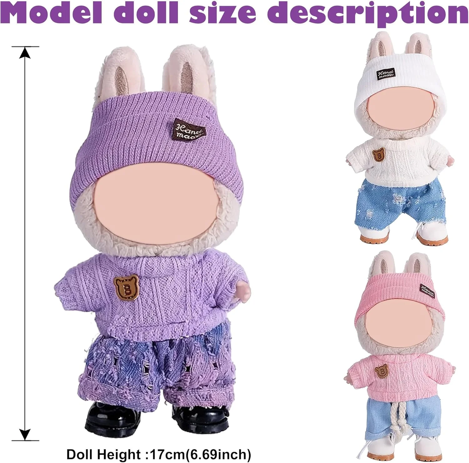 مجموعه 3 عددی لباس و لوازم جانبی عروسک 17 سانتی متری شامل لباس ها و استایل های مختلف (عروسک شامل نمی شود)