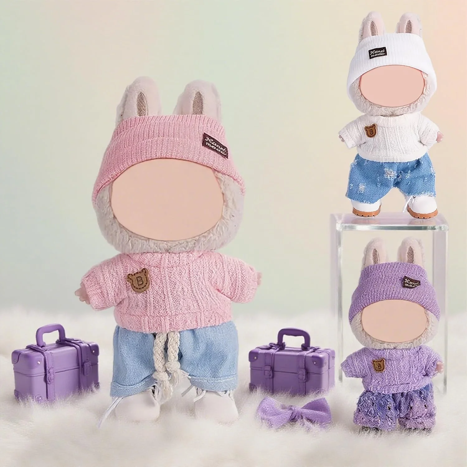 مجموعه 3 عددی لباس و لوازم جانبی عروسک 17 سانتی متری شامل لباس ها و استایل های مختلف (عروسک شامل نمی شود)