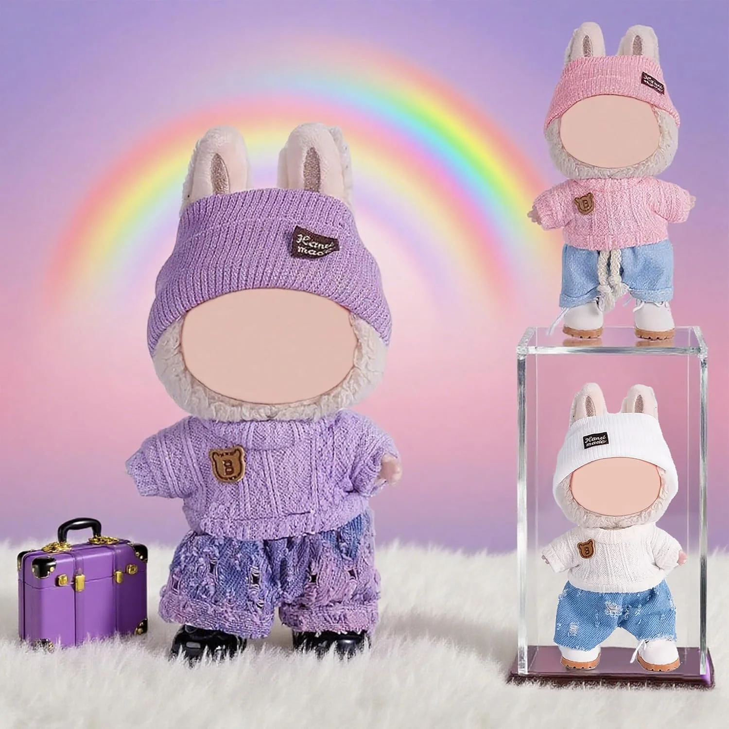 مجموعه 3 عددی لباس و لوازم جانبی عروسک 17 سانتی متری شامل لباس ها و استایل های مختلف (عروسک شامل نمی شود)