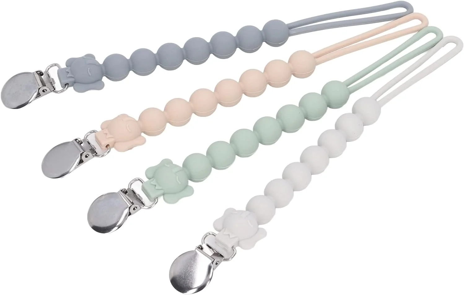 گیره پستانک کودک جیاوو، مهره های سیلیکونی نرم برای کیت گیره پستانک، جلوگیری از افتادن، گیره محکم زنجیر کودک، نگهدارنده و بند مناسب برای اکثر پستانک ها