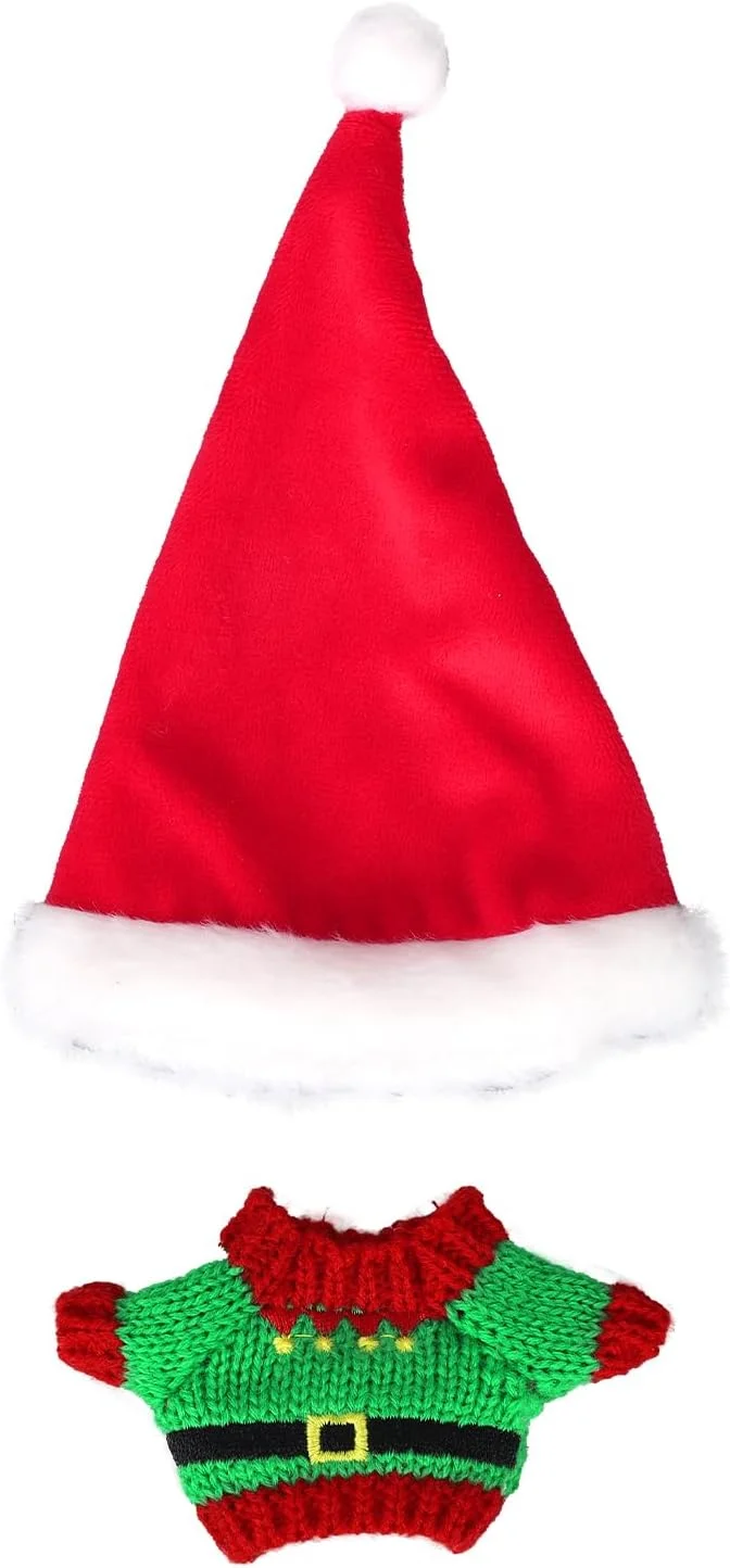 ست لباس عروسک کریسمس، شامل کلاه بابانوئل شیک و لباس تعطیلات برای عروسک های بزرگ 17 سانتی متری، لوازم جانبی نمایش (فقط لباس)