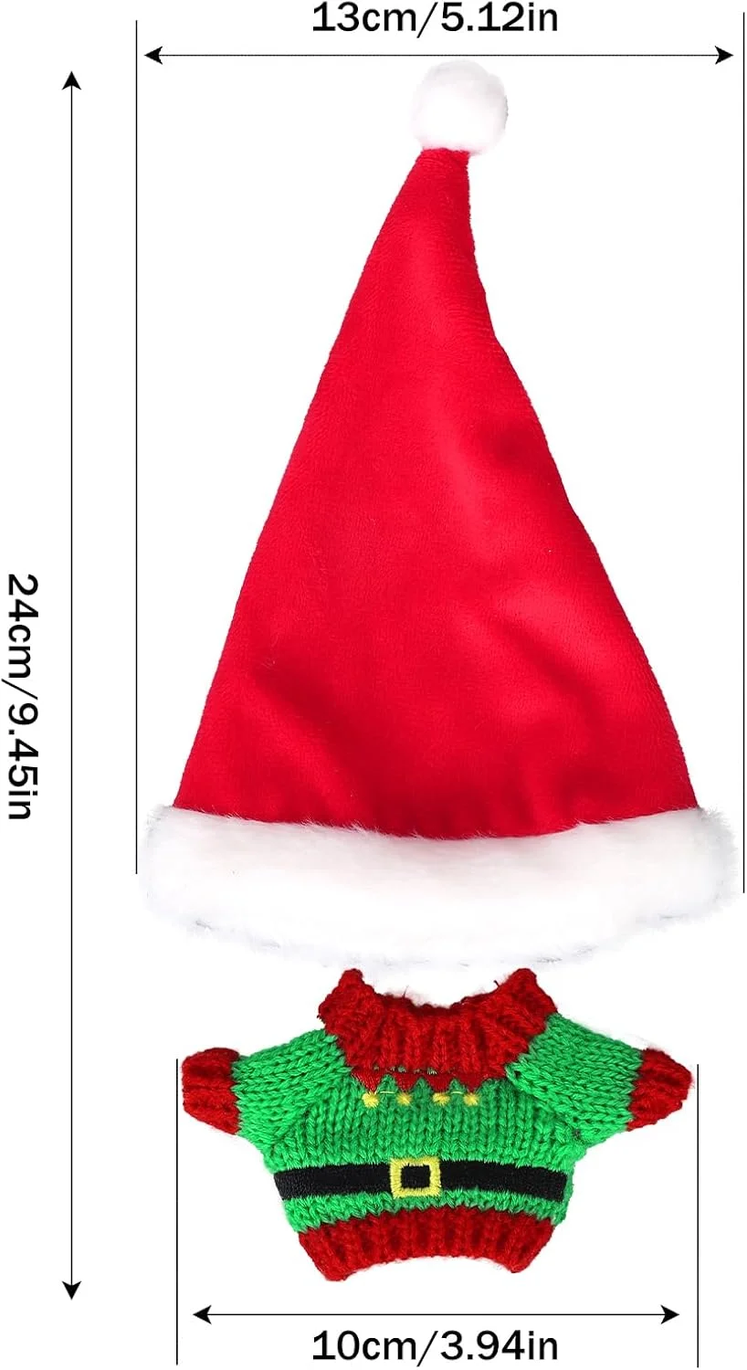 ست لباس عروسک کریسمس، شامل کلاه بابانوئل شیک و لباس تعطیلات برای عروسک های بزرگ 17 سانتی متری، لوازم جانبی نمایش (فقط لباس) ست لباس عروسک کریسمس، شامل کلاه بابانوئل شیک و لباس تعطیلات برای عروسک های بزرگ 17 سانتی متری، لوازم جانبی نمایش (فقط لباس)