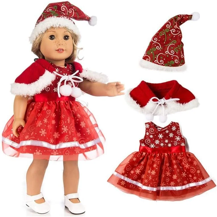 لباس کریسمس عروسک 3 تکه، لباس عروسکی، لوازم جانبی عروسک کریسمس، کلاه کریسمس مینی، لباس عروسکی، لوازم جانبی عروسک کریسمس برای کودکان