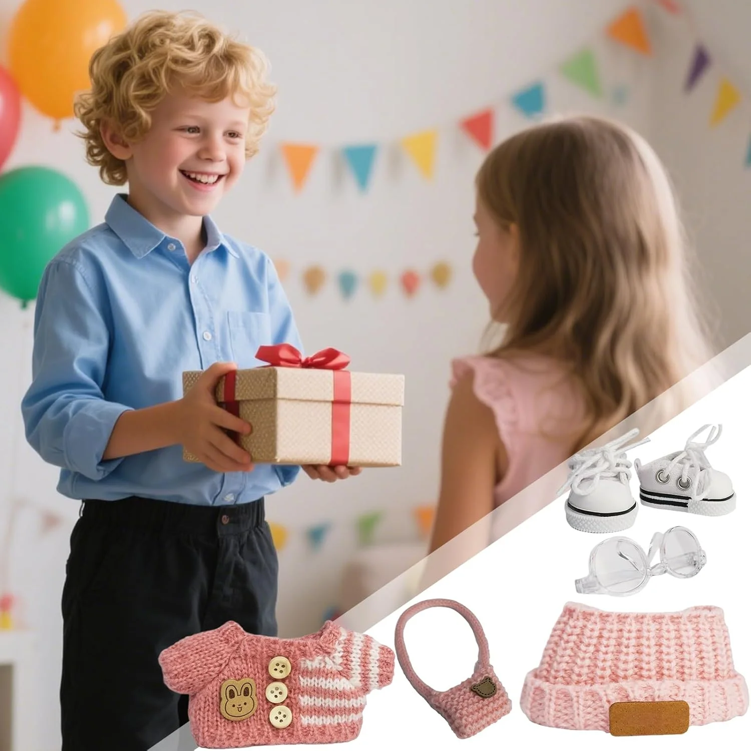 ست لباس عروسک - کیت لوازم جانبی عروسک بافتنی | لباس دست ساز با کفش، عینک، گردنبند برای کودکان نوپا، کلکسیونرها، پسران و دختران در تعطیلات، تولد، کریسمس ست لباس عروسک - کیت لوازم جانبی عروسک بافتنی | لباس دست ساز با کفش، عینک، گردنبند برای کودکان نوپا، کلکسیونرها، پسران و دختران در تعطیلات، تولد، کریسمس