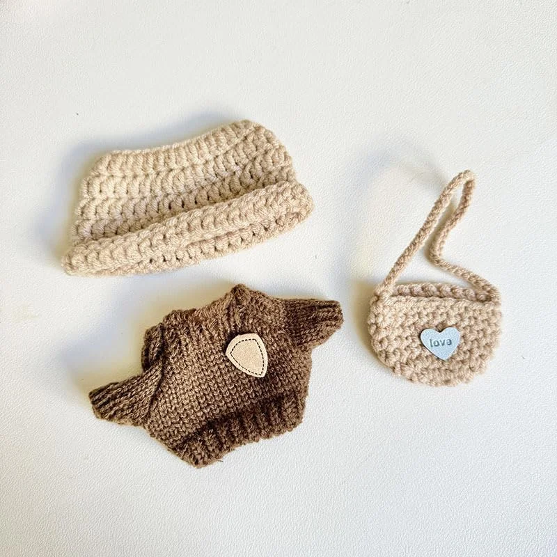 لباس عروسک KOWVOWZ، لباس برای عروسک های 17 سانتی متری، ست 3 تکه قلاب بافی دست ساز برای عروسک، ست لباس عروسک زیبا، لباس پوشیدن با سبک منحصر به فرد، مناسب برای کلکسیونرها، بدون عروسک