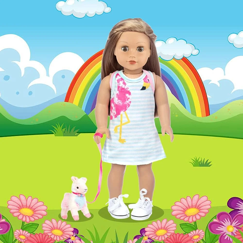 کیف حمل عروسک دخترانه 18 اینچی Ecore Fun به همراه لباس و لوازم جانبی، شامل لباس، کفش پارچه ای سفید، کوله پشتی عروسک، عینک آفتابی، بره اسباب بازی کیف حمل عروسک دخترانه 18 اینچی Ecore Fun به همراه لباس و لوازم جانبی، شامل لباس، کفش پارچه ای سفید، کوله پشتی عروسک، عینک آفتابی، بره اسباب بازی