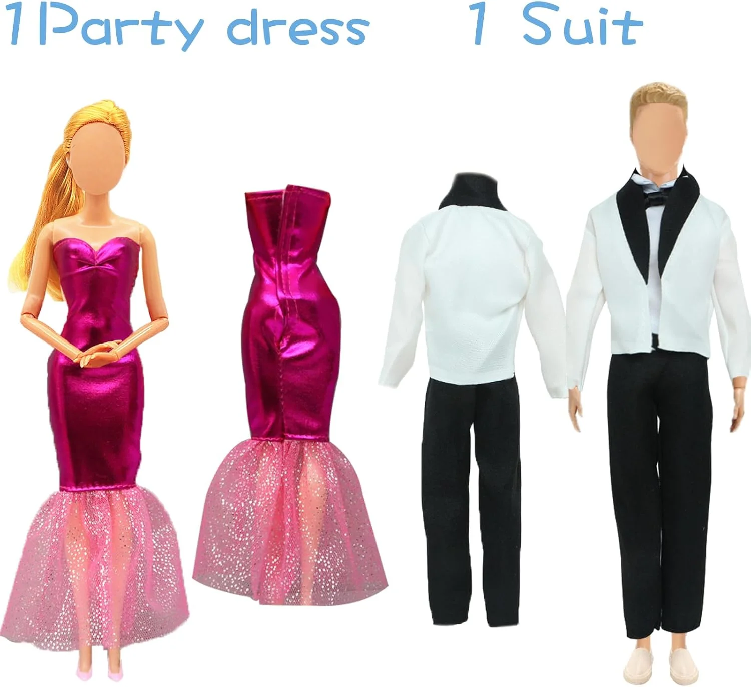 Carreuty ست لباس و لوازم جانبی 27 تکه ای عروسک برای عروسک دخترانه 11.5 اینچی و عروسک پسرانه 12 اینچی شامل 7 لباس پسرانه، 7 لباس دخترانه، 3 جفت کفش پسرانه، 10 جفت کفش دخترانه با استایل تصادفی