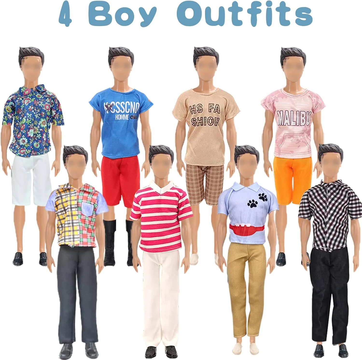 Carreuty ست لباس و لوازم جانبی 27 تکه ای عروسک برای عروسک دخترانه 11.5 اینچی و عروسک پسرانه 12 اینچی شامل 7 لباس پسرانه، 7 لباس دخترانه، 3 جفت کفش پسرانه، 10 جفت کفش دخترانه با استایل تصادفی