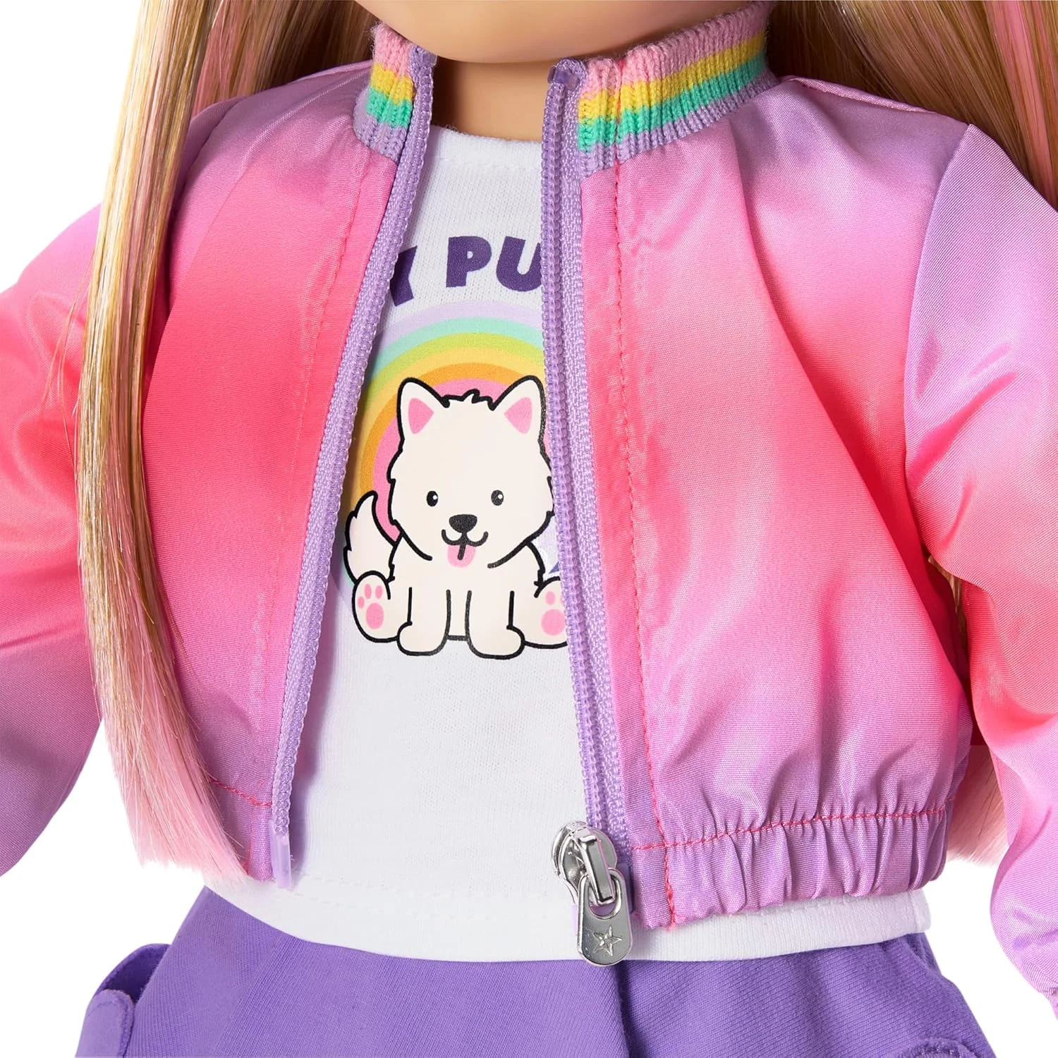 لباس سگ گردان سامر مک‌کینی، دختر سال 2025 امریکن گرل، مناسب برای عروسک‌های 18 اینچی، شامل تی‌شرت، ژاکت، شلوار دامن، جوراب و کفش، مناسب برای سنین 6 سال به بالا