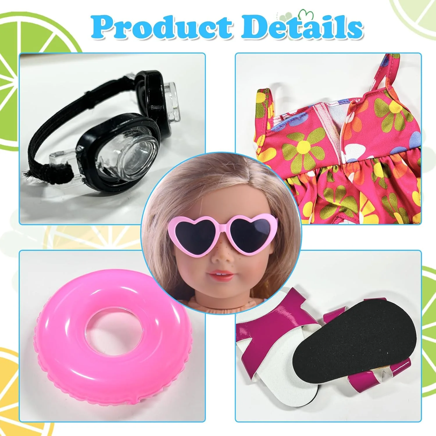 ست لباس شنای تابستانی عروسک برای عروسک ها، 7 تکه لوازم جانبی عروسک، لباس 43 سانتی متری عروسک بچه با حلقه شنا، کفش، عینک آفتابی برای عروسک شنا، هدیه دخترانه ست لباس شنای تابستانی عروسک برای عروسک ها، 7 تکه لوازم جانبی عروسک، لباس 43 سانتی متری عروسک بچه با حلقه شنا، کفش، عینک آفتابی برای عروسک شنا، هدیه دخترانه