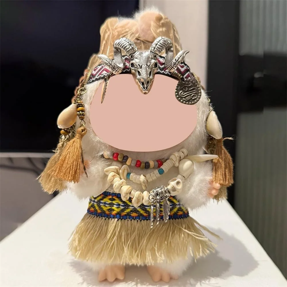 ست لباس عروسک 17 سانتی متری برای لابوبو، کلاه سرخپوستی، گردنبند و دامن علفی، لوازم جانبی لباس برای عروسک های 17 سانتی متری، ایده آل برای نمایش و بازی، عروسک شامل نمی شود