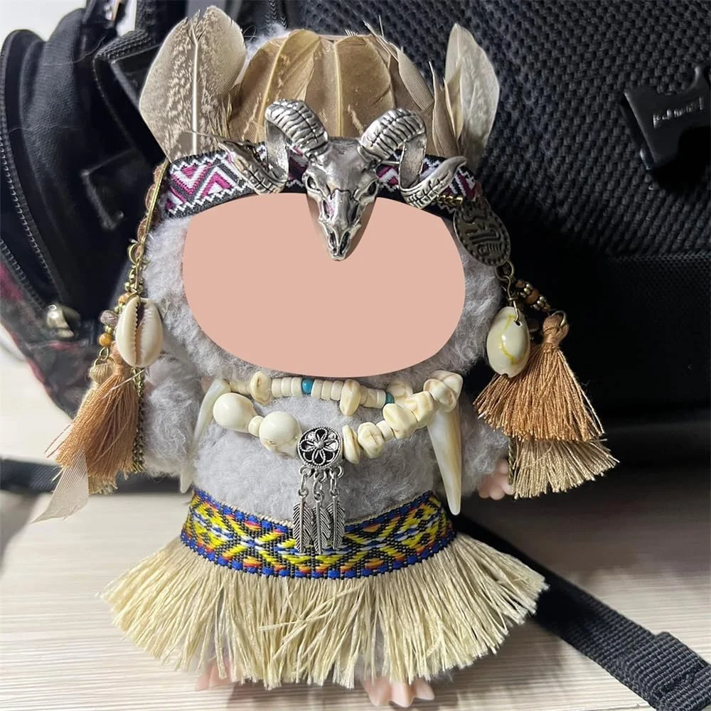 ست لباس عروسک 17 سانتی متری برای لابوبو، کلاه سرخپوستی، گردنبند و دامن علفی، لوازم جانبی لباس برای عروسک های 17 سانتی متری، ایده آل برای نمایش و بازی، عروسک شامل نمی شود