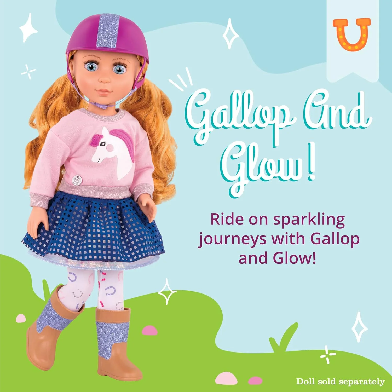 لباس عروسک 14 اینچی Glitter Girls by Battat - Gallop & Glow! - اسباب بازی، لباس و لوازم جانبی برای دختران 3 سال به بالا