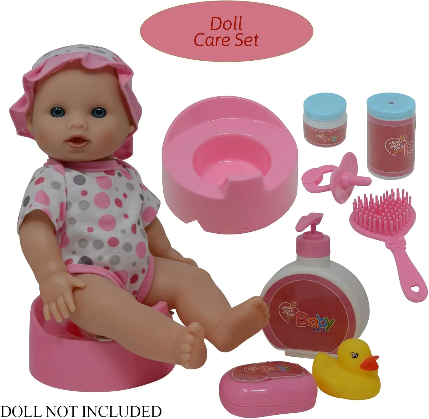 مجموعه لوازم جانبی تغذیه و مراقبت از نوزاد THE NEW YORK DOLL COLLECTION در کیف زیپ‌دار (مجموعه 20 تکه لوازم جانبی نوزاد)