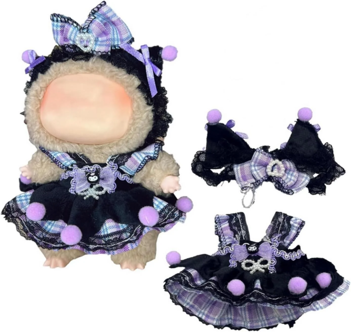 لباس عروسک SKEIDO مناسب برای عروسک لابوبو 17 سانتی متری، ست لباس عروسک پولیشی، نرم، راحت، کشسان و با پوشیدن آسان (عروسک پولیشی شامل نمی شود) (مدل B)