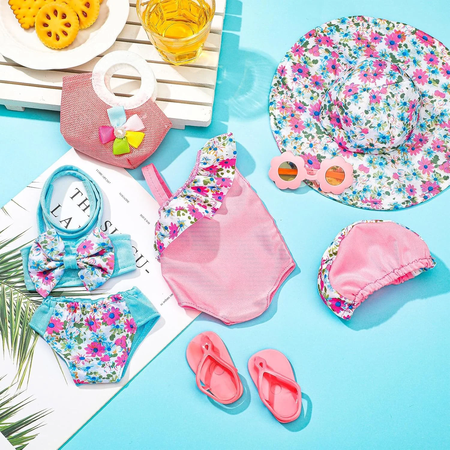 ست لباس شنای عروسک کجایا 8 تکه، لباس و لوازم جانبی عروسک 18 اینچی، لباس، صندل، کلاه، لباس شنا، لوازم جانبی لباس شنا برای 18 اینچ ست لباس شنای عروسک کجایا 8 تکه، لباس و لوازم جانبی عروسک 18 اینچی، لباس، صندل، کلاه، لباس شنا، لوازم جانبی لباس شنا برای 18 اینچ