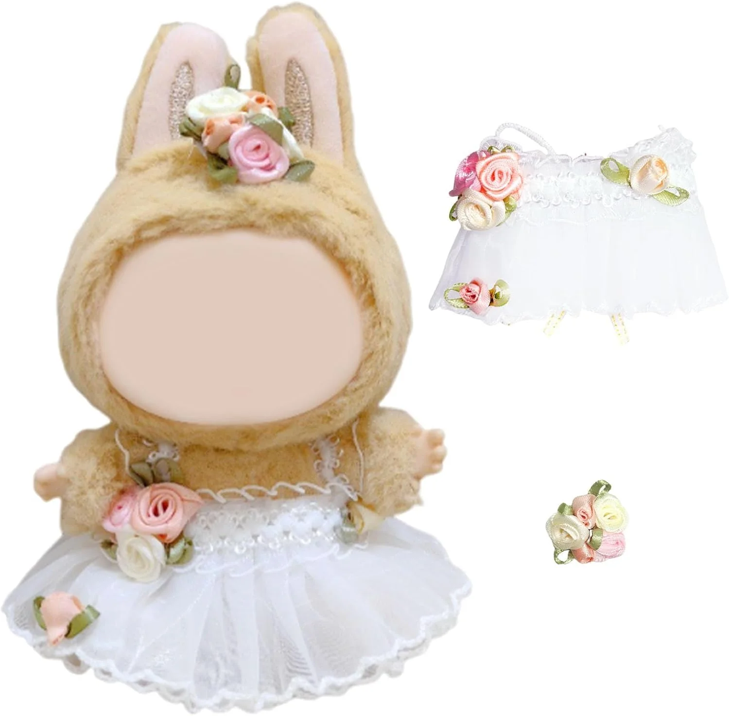 ست لباس 3 تکه عروسک لابوبو KASTWAVE، لباس عروسی، سربند و گیره مو برای عروسک های 17 سانتی متری، لباس پنبه ای غیر رسمی و مهمانی هدیه برای پسران و دختران (عروسک شامل نمی شود)