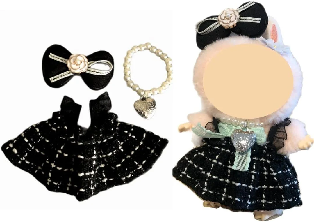 لباس عروسک 17 سانتی متری Coojaw (بدون عروسک)، لباس عروسک برای اسباب بازی، لوازم جانبی عروسک، لباس برای اسباب بازی پولیشی، بدون عروسک (مشکی)