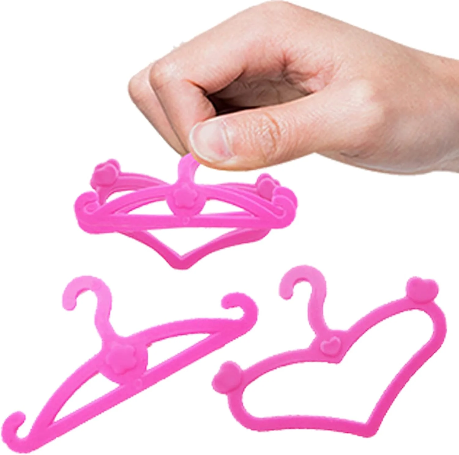 BJDBUS 60 عدد چوب لباسی پلاستیکی صورتی برای لباس های عروسک 11.5 اینچی، نگهدارنده لباس و لوازم جانبی