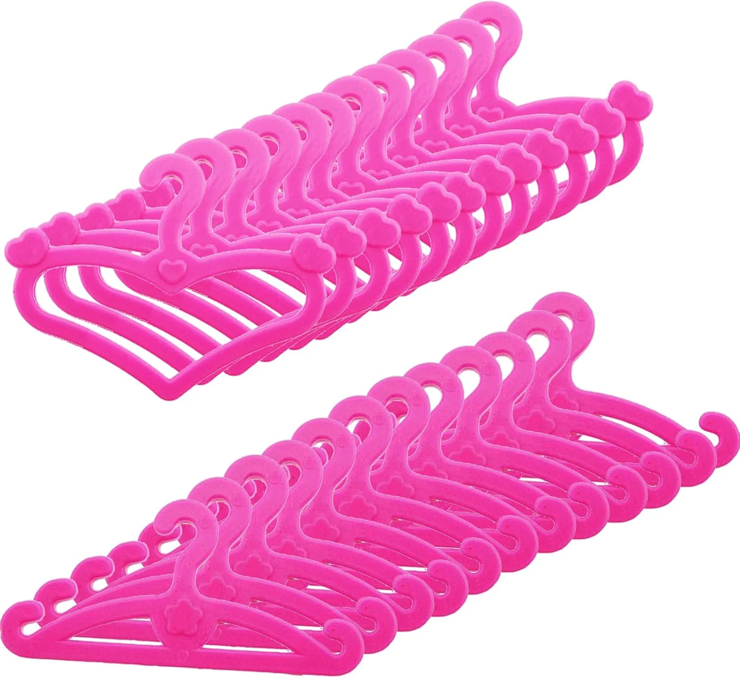 BJDBUS 60 عدد چوب لباسی پلاستیکی صورتی برای لباس های عروسک 11.5 اینچی، نگهدارنده لباس و لوازم جانبی