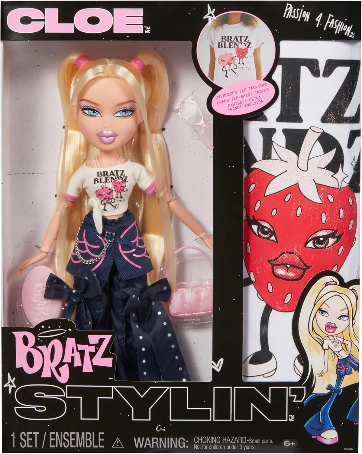 عروسک فشن کلویی Bratz Stylin' با تی‌شرت قابل تنظیم که می‌توانید بپوشید، شامل لوازم جانبی، اسباب‌بازی‌های زیبا برای دختران