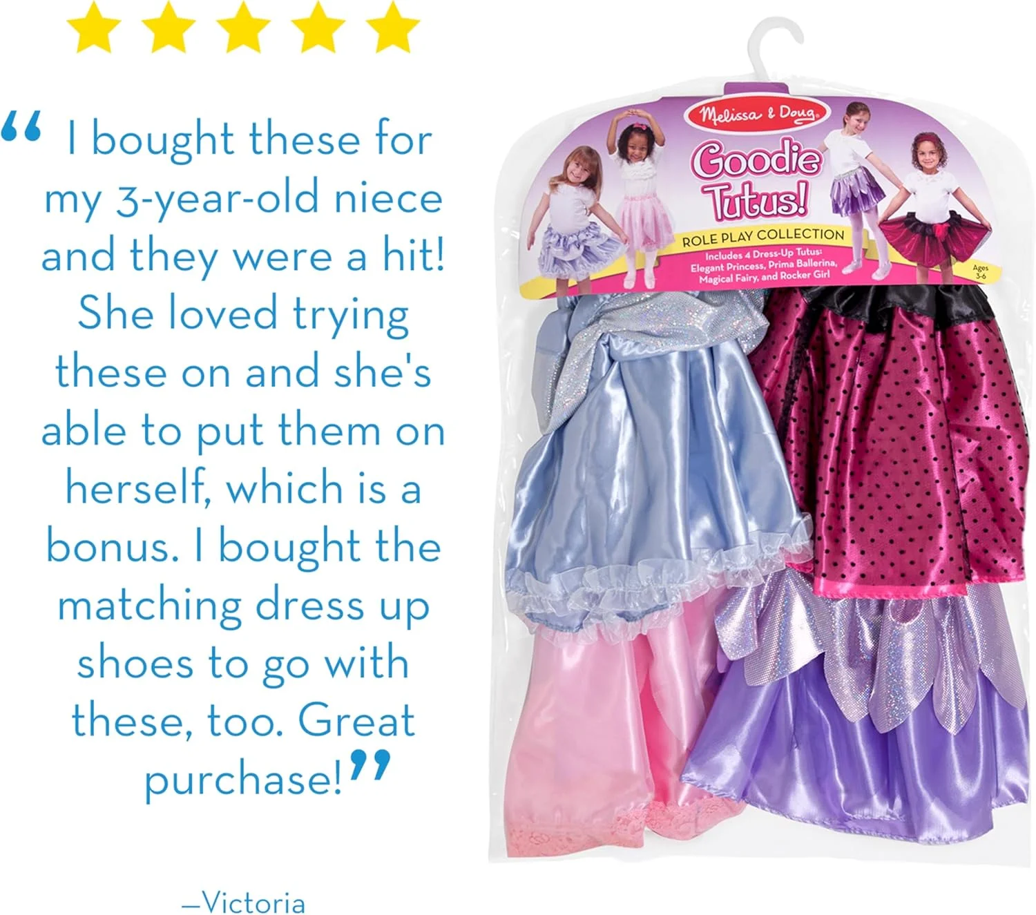 ست لباس باله Melissa & Doug Goodie Tutus! - مجموعه لباس بازی با 4 دامن توتو برای بازی های تخیلی، رقص و سرگرمی - قابل شستشو در ماشین لباسشویی - سنین 3-6 سال | MD8546 ست لباس باله Melissa & Doug Goodie Tutus! - مجموعه لباس بازی با 4 دامن توتو برای بازی های تخیلی، رقص و سرگرمی - قابل شستشو در ماشین لباسشویی - سنین 3-6 سال | MD8546