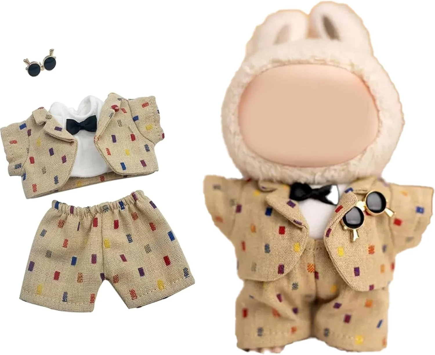 لباس عروسک لابوبو KASTWAVE، لباس‌های زیبای کاوایی 17 سانتی‌متری برای عروسک‌های جاکلیدی لابوبو، ست لباس عروسک پولیشی، هدیه تولد عالی (بدون عروسک)