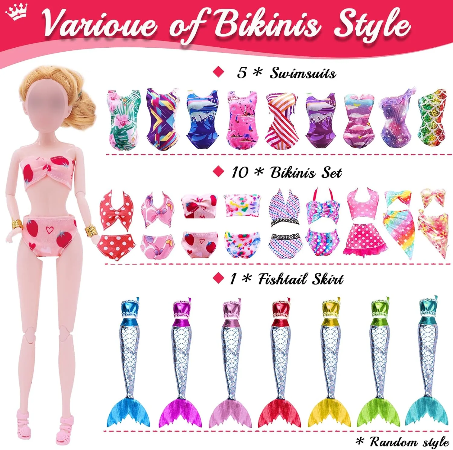 40 تکه لباس و لوازم جانبی عروسک، مجموعه لباس عروسک 11.5 اینچی شامل مایو دامن دم ماهی صندلی حلقه شنا اسکیت برد لباس غواصی لوازم جانبی برای هدایای تولد دخترانه 40 تکه لباس و لوازم جانبی عروسک، مجموعه لباس عروسک 11.5 اینچی شامل مایو دامن دم ماهی صندلی حلقه شنا اسکیت برد لباس غواصی لوازم جانبی برای هدایای تولد دخترانه