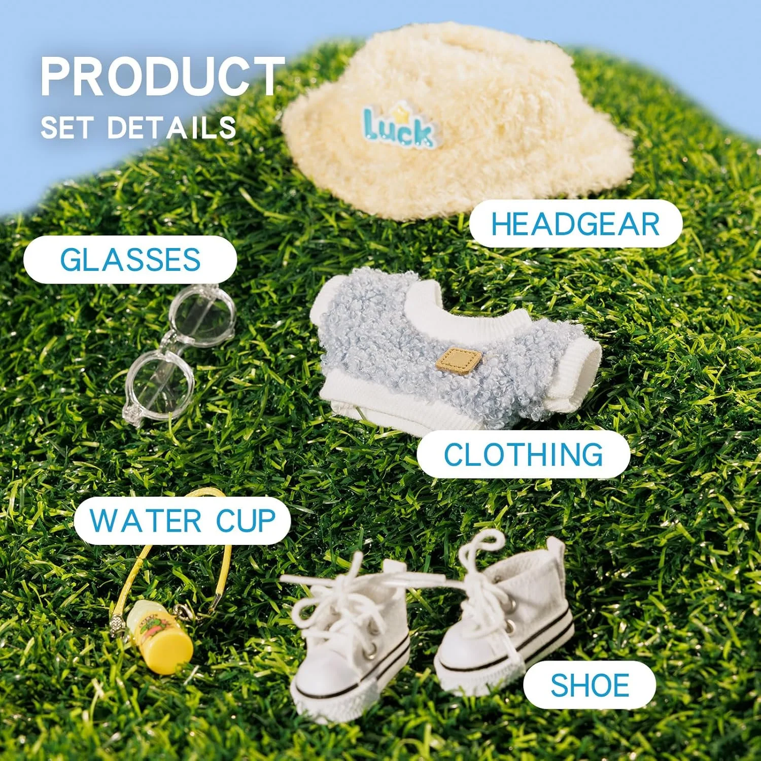 5 ست لباس عروسک 17 سانتی متری - لباس برای لباس عروسک - لوازم جانبی برای لباس عروسک 17 سانتی متری + کلاه مخملی قلبی شکل صورتی روشن + دوربین کوچک + عینک + کفش بوم، عروسک شامل نمی شود 5 ست لباس عروسک 17 سانتی متری - لباس برای لباس عروسک - لوازم جانبی برای لباس عروسک 17 سانتی متری + کلاه مخملی قلبی شکل صورتی روشن + دوربین کوچک + عینک + کفش بوم، عروسک شامل نمی شود