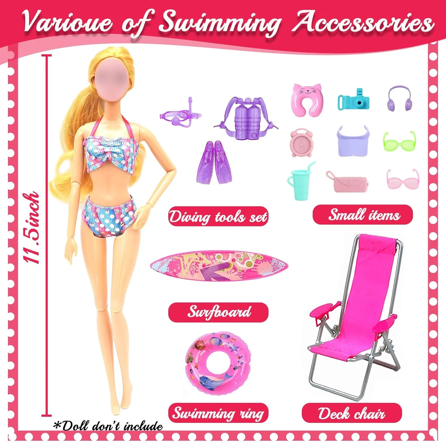 40 تکه لباس و لوازم جانبی عروسک، مجموعه لباس عروسک 11.5 اینچی شامل مایو دامن دم ماهی صندلی حلقه شنا اسکیت برد لباس غواصی لوازم جانبی برای هدایای تولد دخترانه 40 تکه لباس و لوازم جانبی عروسک، مجموعه لباس عروسک 11.5 اینچی شامل مایو دامن دم ماهی صندلی حلقه شنا اسکیت برد لباس غواصی لوازم جانبی برای هدایای تولد دخترانه