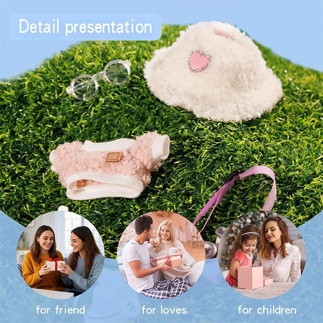 5 ست لباس عروسک 17 سانتی متری - لباس برای لباس عروسک - لوازم جانبی برای لباس عروسک 17 سانتی متری + کلاه مخملی قلبی شکل صورتی روشن + دوربین کوچک + عینک + کفش بوم، عروسک شامل نمی شود 5 ست لباس عروسک 17 سانتی متری - لباس برای لباس عروسک - لوازم جانبی برای لباس عروسک 17 سانتی متری + کلاه مخملی قلبی شکل صورتی روشن + دوربین کوچک + عینک + کفش بوم، عروسک شامل نمی شود