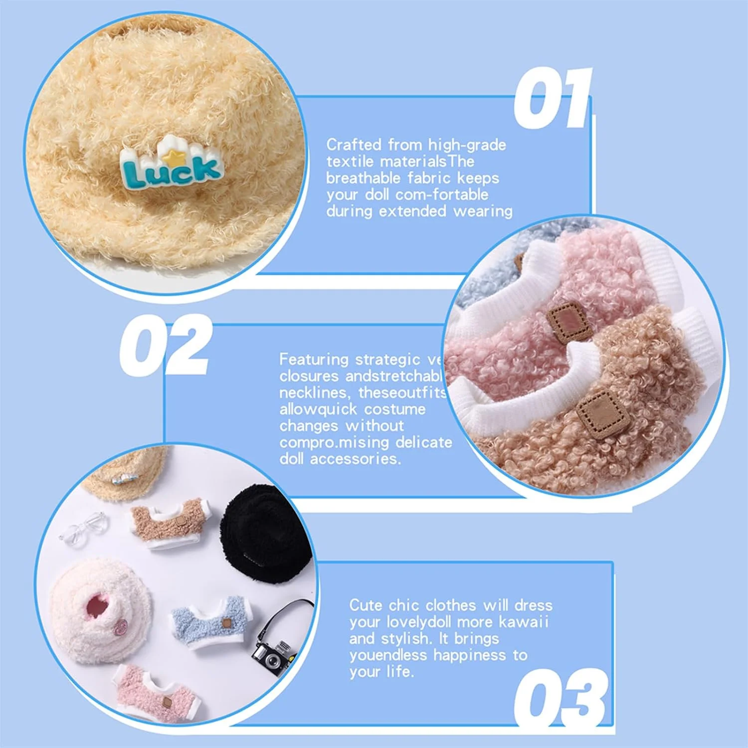 5 ست لباس عروسک 17 سانتی متری - لباس برای لباس عروسک - لوازم جانبی برای لباس عروسک 17 سانتی متری + کلاه مخملی قلبی شکل صورتی روشن + دوربین کوچک + عینک + کفش بوم، عروسک شامل نمی شود 5 ست لباس عروسک 17 سانتی متری - لباس برای لباس عروسک - لوازم جانبی برای لباس عروسک 17 سانتی متری + کلاه مخملی قلبی شکل صورتی روشن + دوربین کوچک + عینک + کفش بوم، عروسک شامل نمی شود