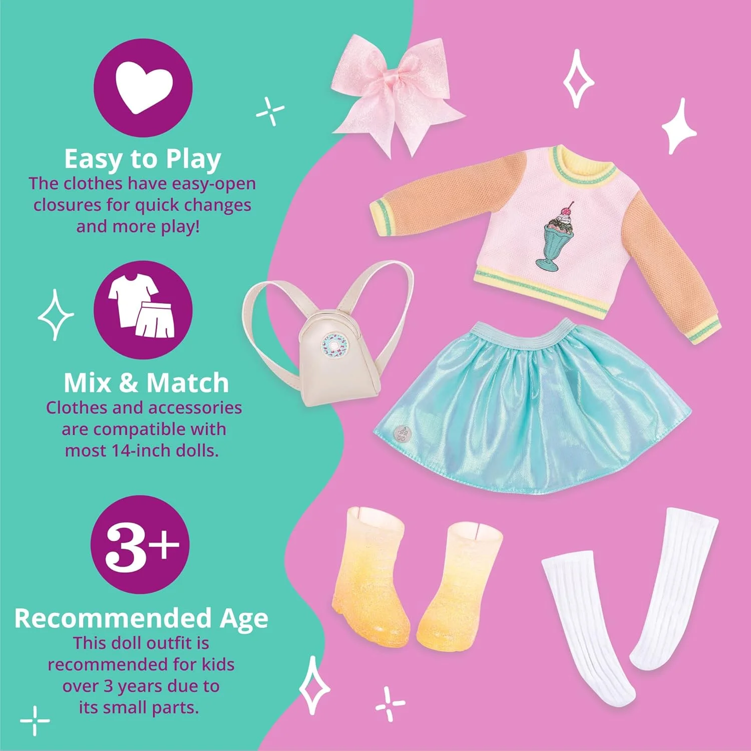 لباس و اکسسوری لوکس عروسک 14 اینچی Glitter Girls by Battat Sweet Dazzle Tutu & Sweater مناسب برای دختران بالای 3 سال، اسباب بازی های کودکان، GG50121Z لباس و اکسسوری لوکس عروسک 14 اینچی Glitter Girls by Battat Sweet Dazzle Tutu & Sweater مناسب برای دختران بالای 3 سال، اسباب بازی های کودکان، GG50121Z