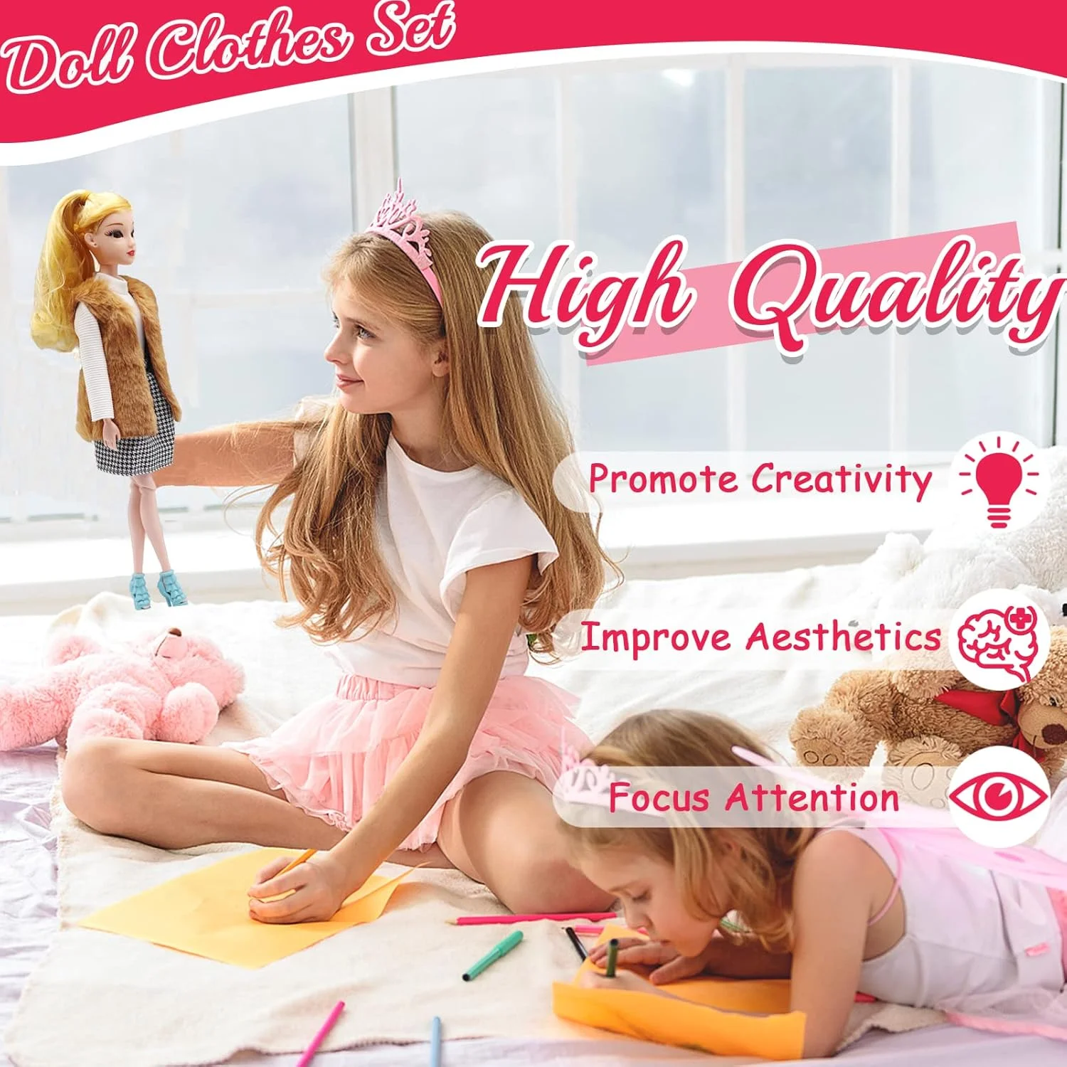 Acehome ست لباس و لوازم جانبی عروسک 30 تکه برای عروسک 11.5 اینچی، مجموعه لباس عروسک شامل 1 ست 9 تاپ 9 شلوار 10 جفت کفش (مدل تصادفی)، برای هدایای تولد دخترانه Acehome ست لباس و لوازم جانبی عروسک 30 تکه برای عروسک 11.5 اینچی، مجموعه لباس عروسک شامل 1 ست 9 تاپ 9 شلوار 10 جفت کفش (مدل تصادفی)، برای هدایای تولد دخترانه