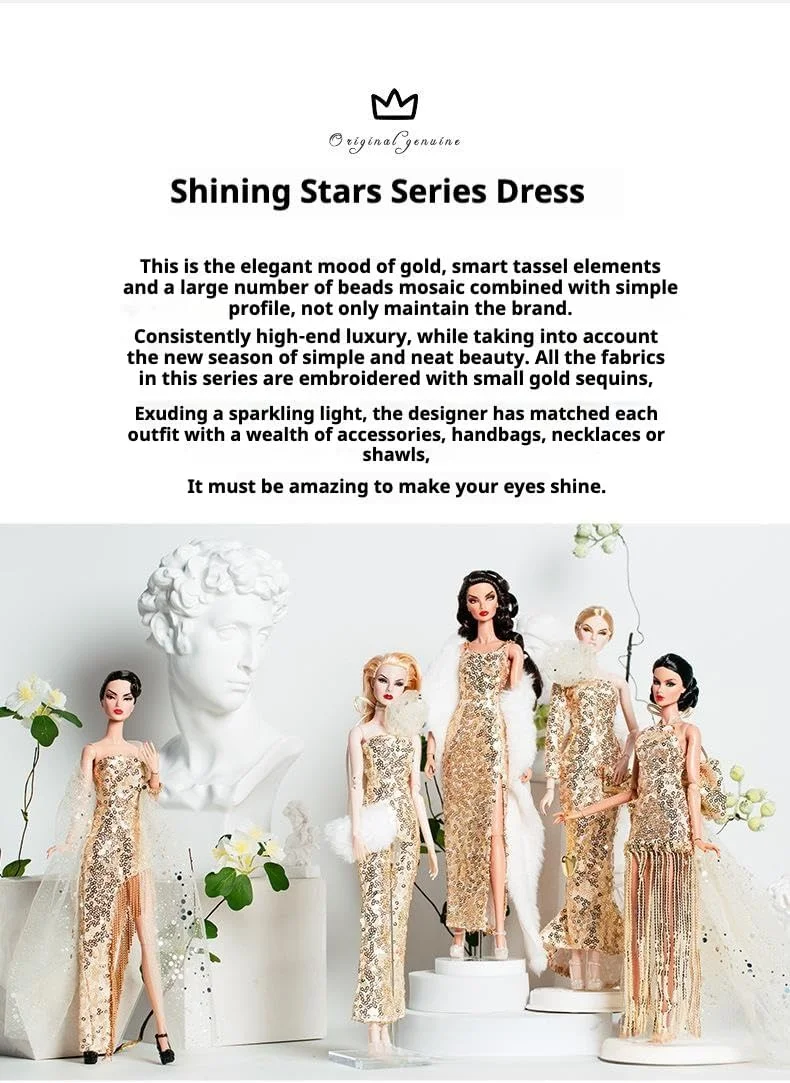 عروسک سوپرمدل شیک (32 سانتی متر) با لباس، شامل شال/کیف دستی و پاشنه بلند (دامن توری زرد پاستلی) عروسک سوپرمدل شیک (32 سانتی متر) با لباس، شامل شال/کیف دستی و پاشنه بلند (دامن توری زرد پاستلی)