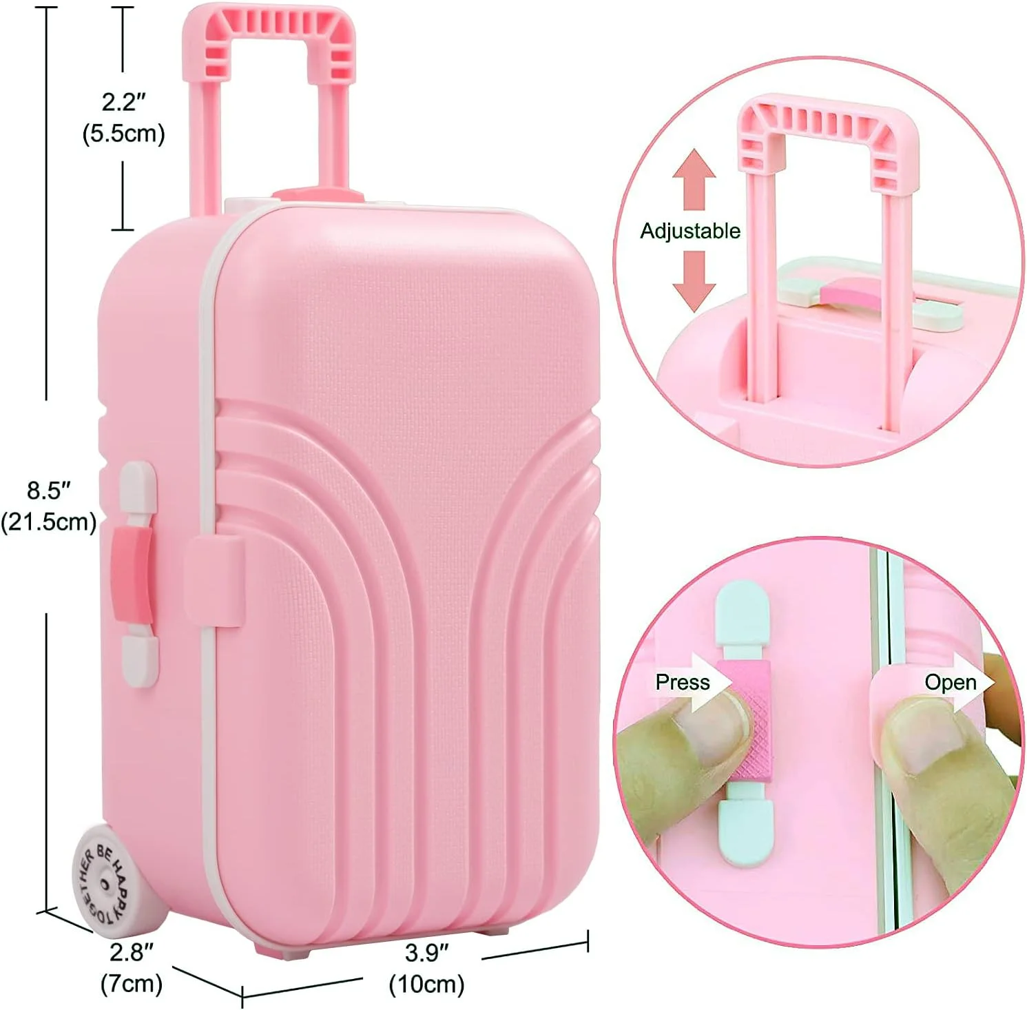 ست چمدان مسافرتی 18 اینچی عروسک Windolls - لوازم جانبی لباس، کیف نگهداری مسافرتی، کیف، کلاه، عینک آفتابی، دوربین، بالش، حیوان خانگی اسباب بازی و موارد دیگر