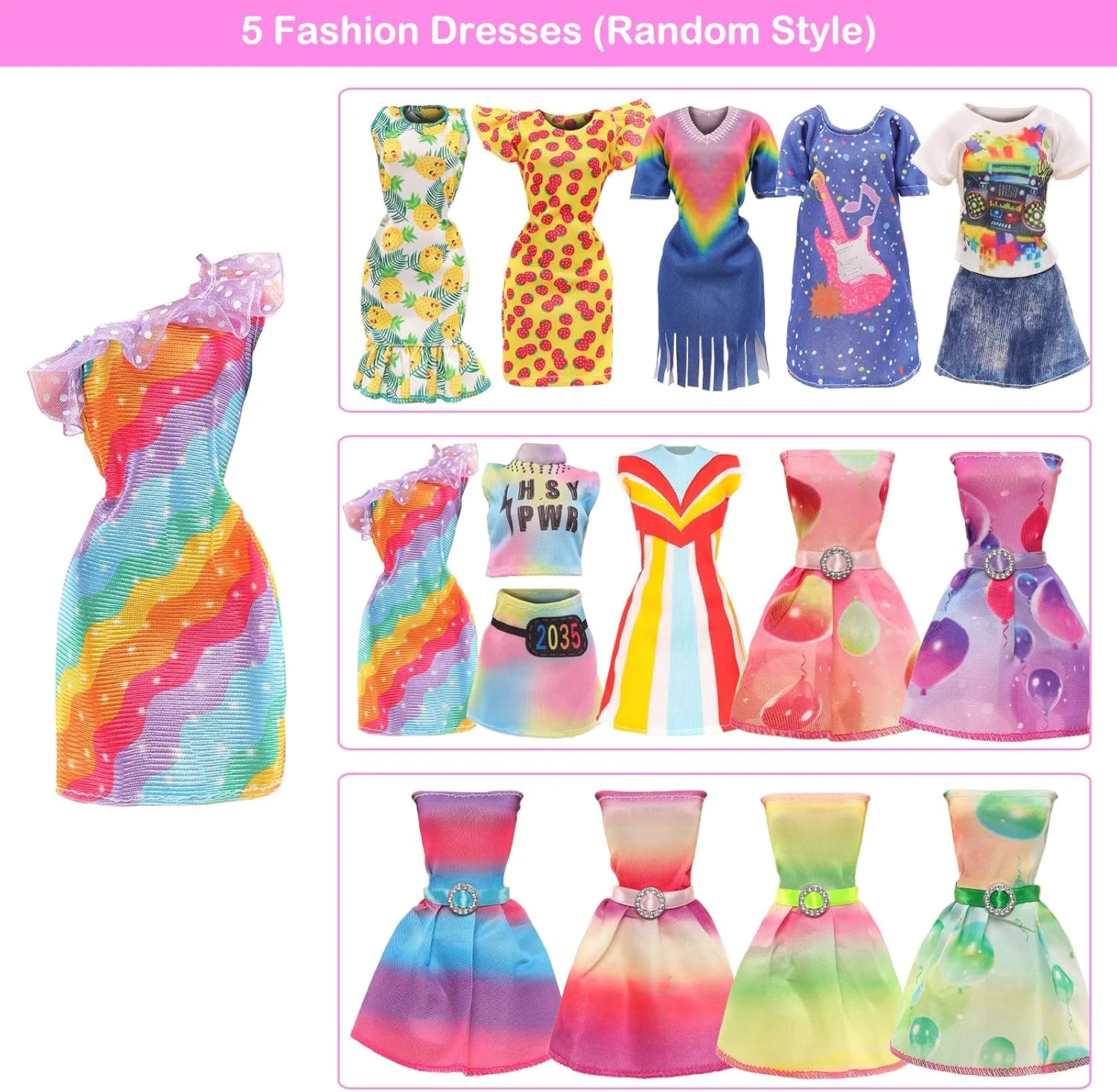 باروا 10 ست لباس عروسک شامل 5 لباس گلدار مد روز و 5 ست لباس غیر رسمی تاپ و شلوار، شورت برای عروسک های دخترانه 11.5 اینچی... باروا 10 ست لباس عروسک شامل 5 لباس گلدار مد روز و 5 ست لباس غیر رسمی تاپ و شلوار، شورت برای عروسک های دخترانه 11.5 اینچی...