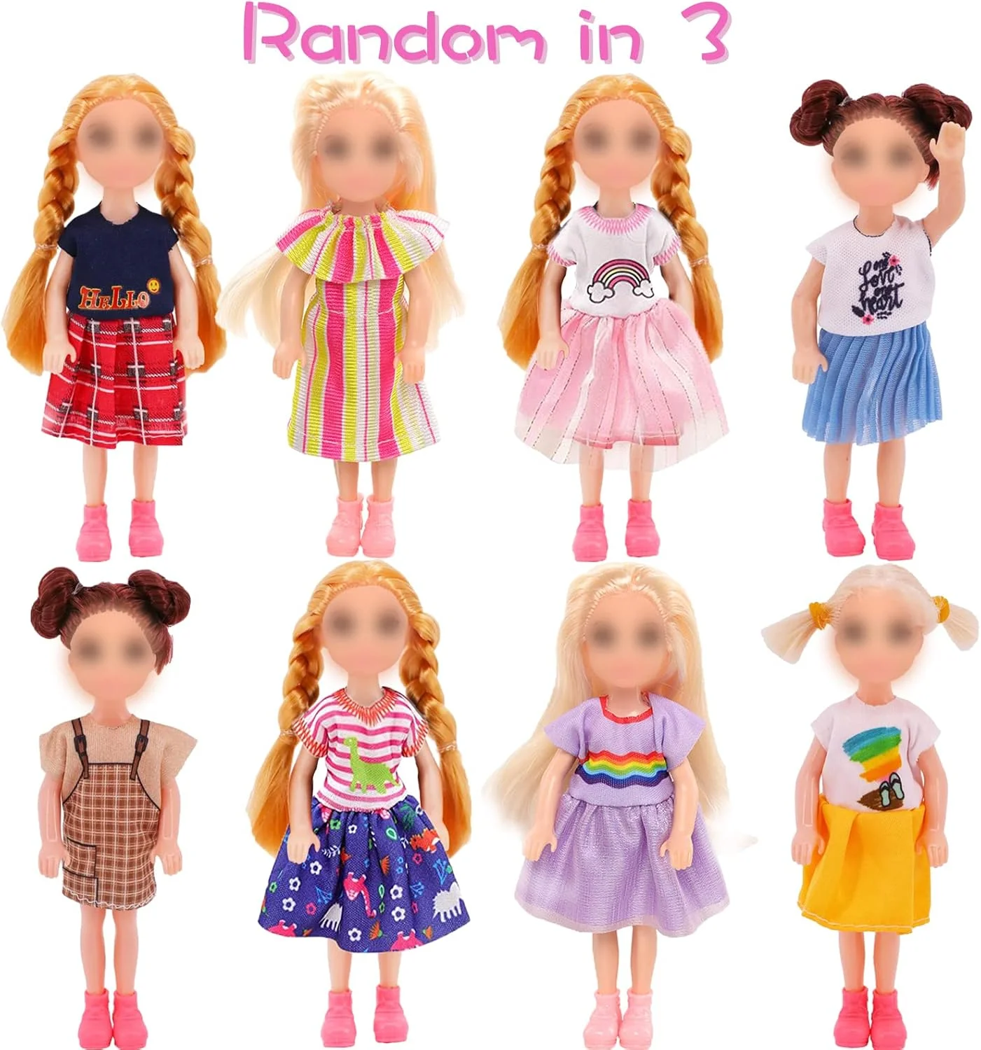Carreuty ست 28 عددی لباس و لوازم جانبی عروسک 6 اینچی سازگار با عروسک چلسی، شامل 3 لباس دخترانه، 3 لباس پسرانه، مینی بادکنک و 19 عدد لوازم تحریر، 2 جفت کفش به صورت تصادفی، هدیه تولد برای کودکان