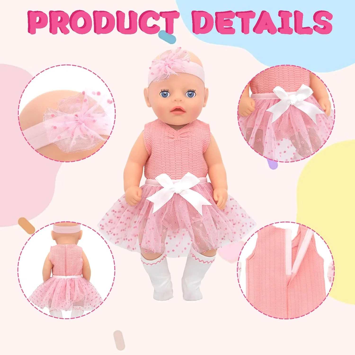لباس عروسک نوزاد سازگار با لباس نوزاد 12-14 اینچی، لباس عروسک برای لباس های 30-35 سانتی متری، لباس های عروسک نوزاد زیبا، مجموعه چهار تکه برای برآورده کردن خواسته های شما