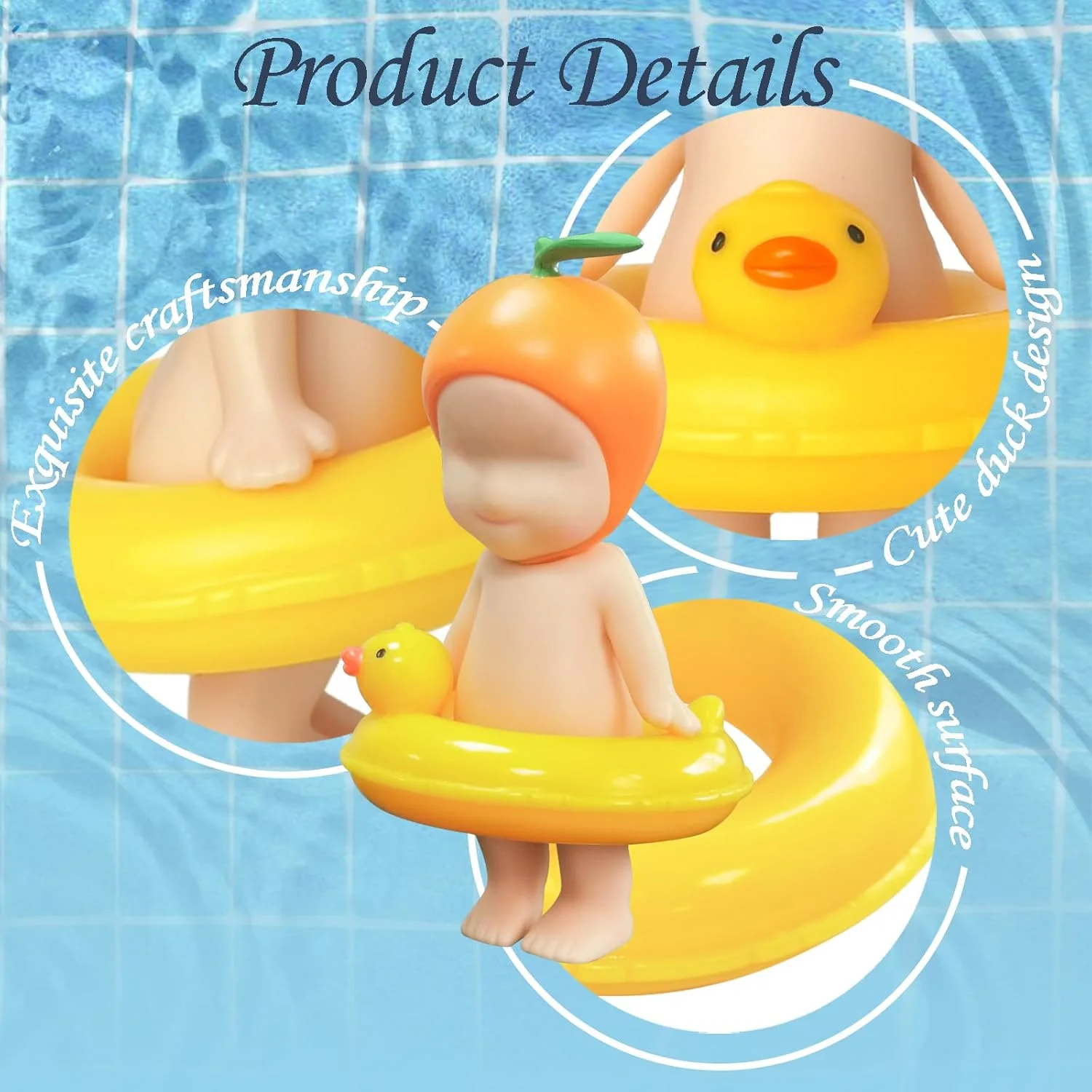 حلقه شنای اردک مینیاتوری Kaitiaki، مناسب برای عروسک سانی انجل، حلقه های شنای رزینی اردک زرد زیبا، مناسب برای عروسک های 3 اینچی، لوازم تزئینی برای کلکسیونرهای بزرگسال، عروسک شامل نمی شود (2 عدد)