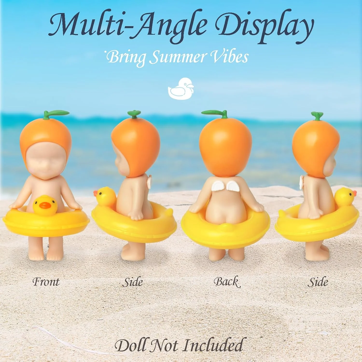 حلقه شنای اردک مینیاتوری Kaitiaki، مناسب برای عروسک سانی انجل، حلقه های شنای رزینی اردک زرد زیبا، مناسب برای عروسک های 3 اینچی، لوازم تزئینی برای کلکسیونرهای بزرگسال، عروسک شامل نمی شود (2 عدد)