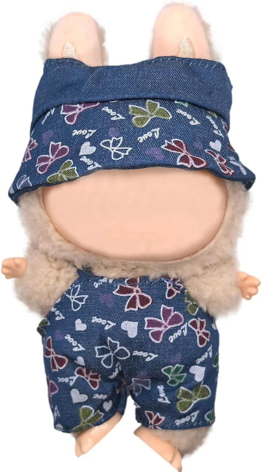 لباس عروسک لابوبو KASTWAVE، ست لباس 17 سانتی متری با تم خرس به همراه کلاه، لوازم جانبی شیک و جذاب لباس عروسک (عروسک شامل نمی شود)