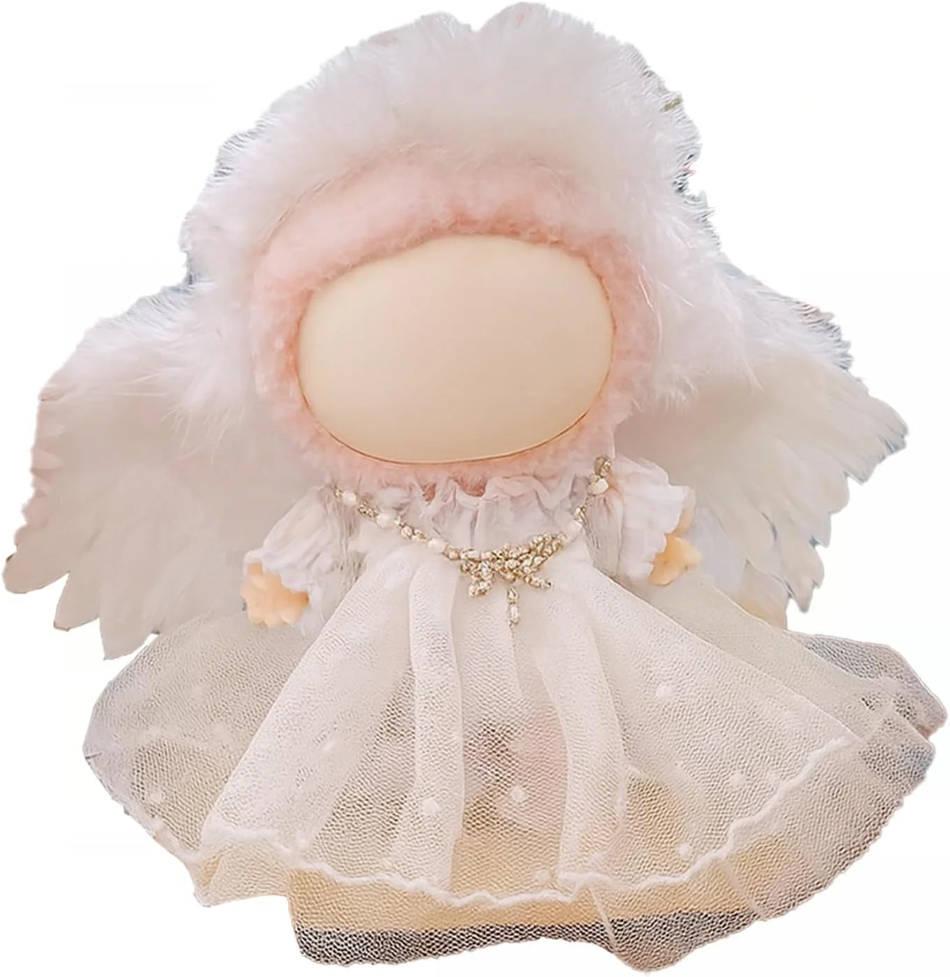 ست لباس و لوازم جانبی عروسک 5 تکه KASTWAVE، سازگار با عروسک پولیشی Labubu، مناسب برای عروسک های 17 سانتی متری، ست لباس توری فرشته و سرپوش، هدیه برای دختران و کودکان (عروسک شامل نمی شود)