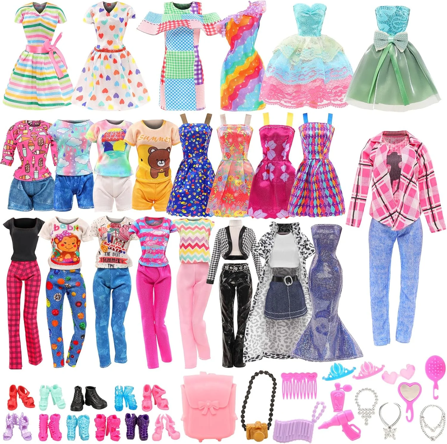 BARWA بسته 15 عددی شامل 5 ست لباس مد روز، لباس های غیر رسمی با 10 جفت کفش، 13 لوازم جانبی برای عروسک دخترانه 11.5 اینچی، هدیه تولد و کریسمس BARWA بسته 15 عددی شامل 5 ست لباس مد روز، لباس های غیر رسمی با 10 جفت کفش، 13 لوازم جانبی برای عروسک دخترانه 11.5 اینچی، هدیه تولد و کریسمس