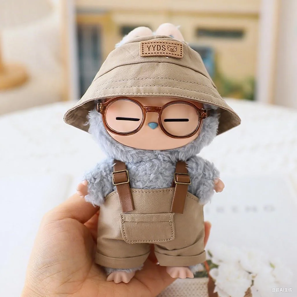 عینک برای عروسک، عینک های مینیاتوری عروسک برای عروسک های 15-20 سانتی متری، لوازم جانبی لباس پوشیدن، مشکی شفاف