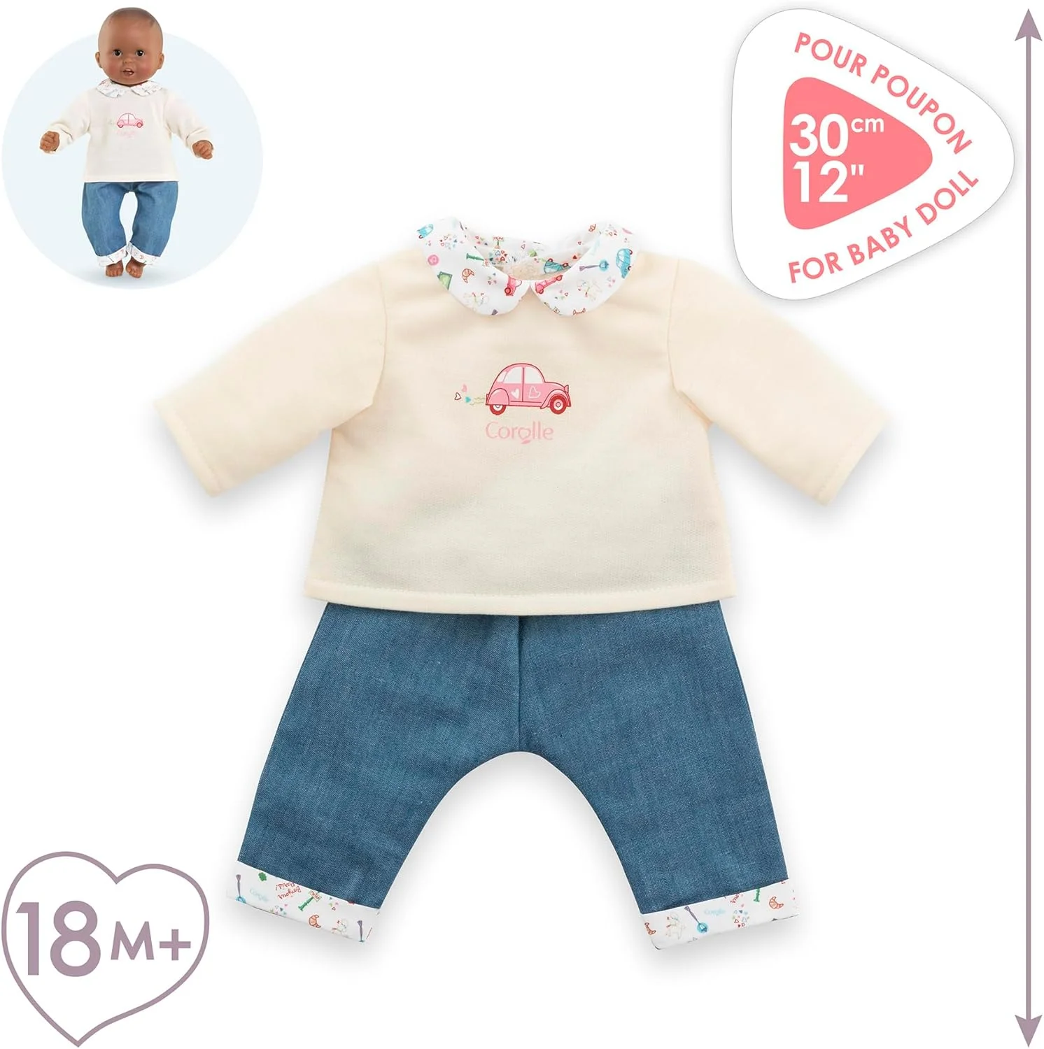 Corolle Mon Premier Paris شلوار و تاپ عروسک - مناسب برای تمام عروسک های 30 سانتی متری 18 ماه به بالا