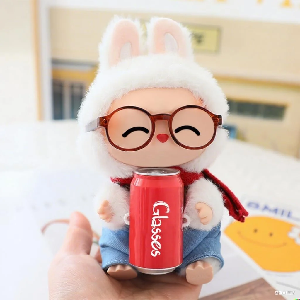 عینک برای عروسک، عینک های مینیاتوری عروسک برای عروسک های 15-20 سانتی متری، لوازم جانبی لباس پوشیدن، مشکی شفاف